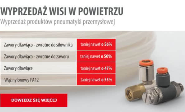 Wyprzedaż wisi w powietrzu: produkty pneumatyki przemysłowej w niższej cenie